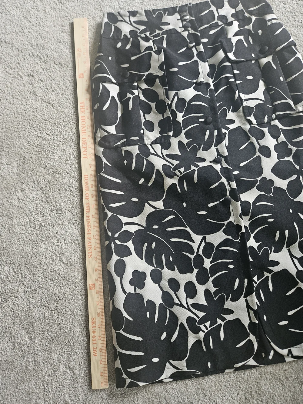 Kate Spade Monstera Grove Jacquard Midi Skirt Black Cream Sz 12